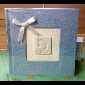BABY PHOTO BOOK Blue NIB Footprints 100 Photos